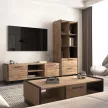 TV asztal, wotan tölgy/fekete, AMONI 2D