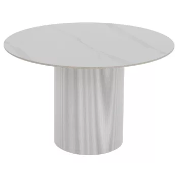   Étkezőasztal, fehér márvány/MDF, átmérő 120 cm, MAHIR TYP 1