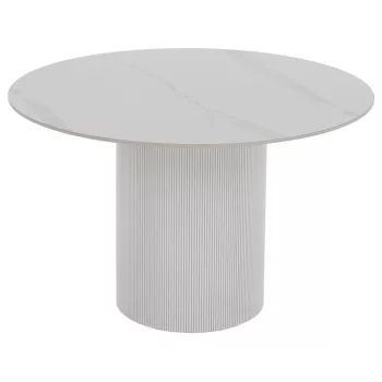   Étkezőasztal, fehér márvány/MDF, átmérő 120 cm, MAHIR TYP 1