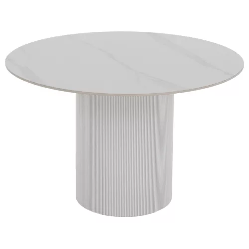 Étkezőasztal, fehér márvány/MDF, átmérő 120 cm, MAHIR TYP 1