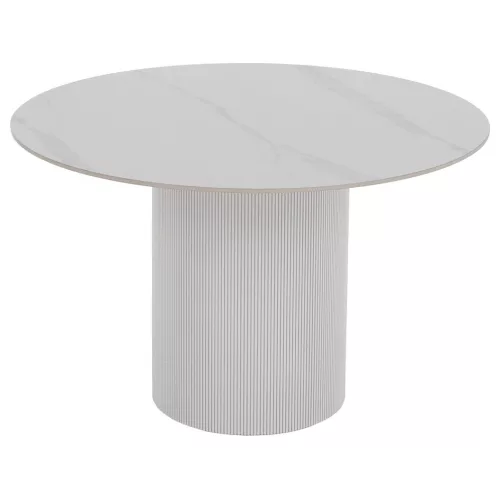 Étkezőasztal, fehér márvány/MDF, átmérő 120 cm, MAHIR TYP 1