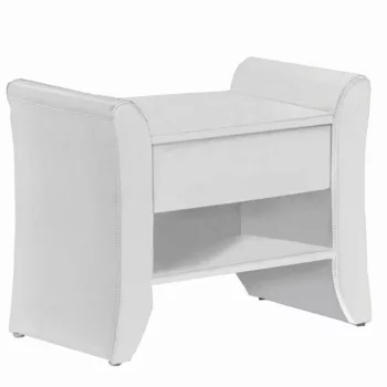 Éjjeliszekrény, fehér textilbőr, BOLTON