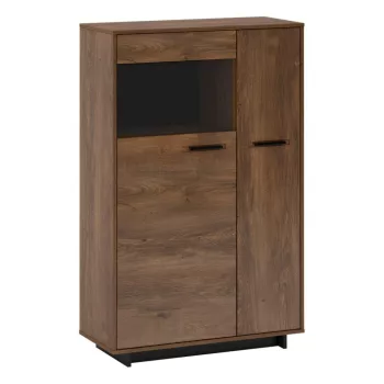 Komód/Vitrin, bolzano tölgy/fekete, balos, DELIS C1