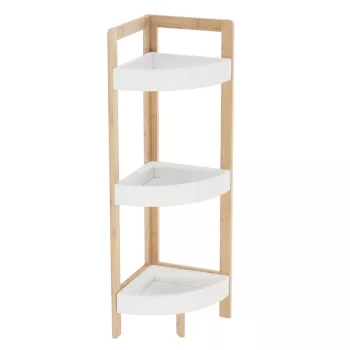 Sarokpolc, fehér/természetes bambusz, FONG