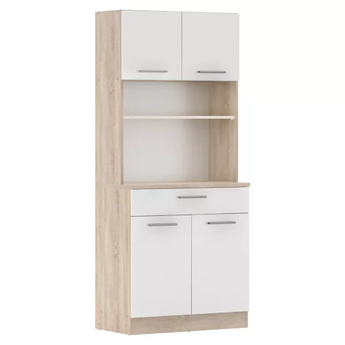 Négyajtós szekrény, sonoma tölgy/fehér, DOMIS NEW