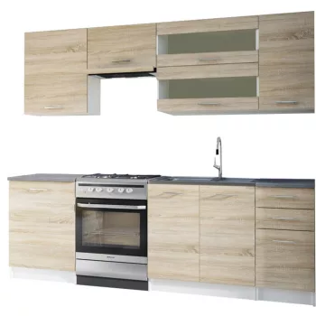 Konyhabútor 2,4 m, tölgy sonoma / fehér, FABIANA