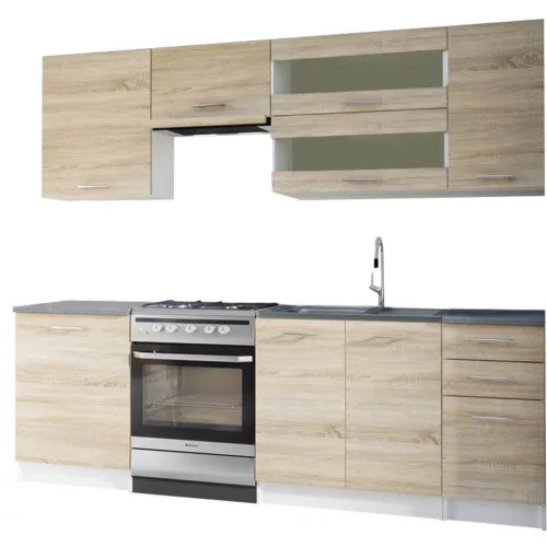 Konyhabútor 2,4 m, tölgy sonoma / fehér, FABIANA