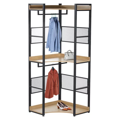 Sarokállvány polccal, tölgy/fekete, KILOS NEW TYP 5