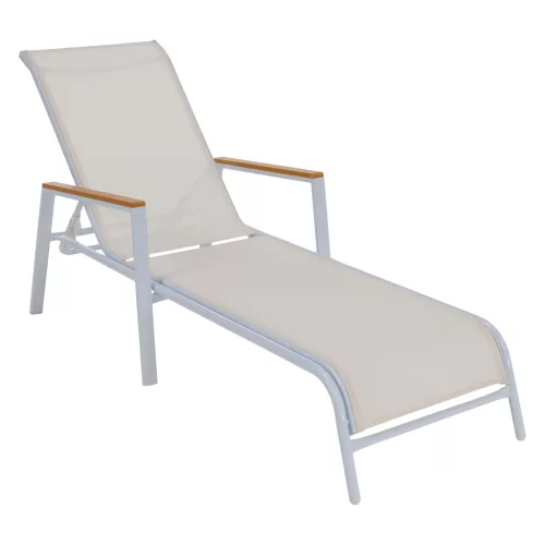 Kerti nyugágy, fehér acél/tölgy, BONTO