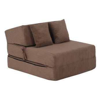 Összecsukható matrac/fotel, 2v1, világosbarna, PELOS