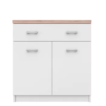 Komód 2D1S, fehér/tölgy sonoma, TOPTY TYP 14