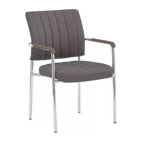 Tárgyalószék, szürkésbarna Taupe, ekobőr/króm, FLORIN