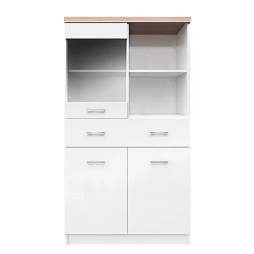 Vitrines szekrény 2D1W1S/80, fehér/tölgy sonoma, TOPTY TYP 02