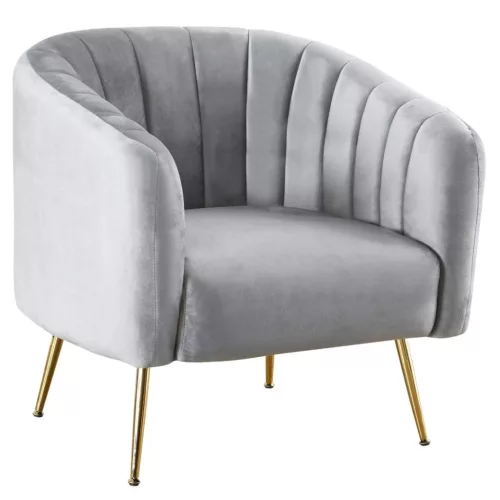 Design fotel, szürke Velvet szövet/gold króm-arany, BAGY