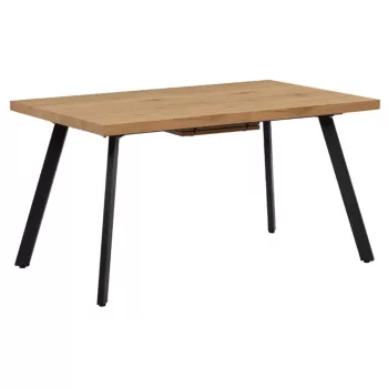   Étkezőasztal, összecsukható, tölgy/fém, 140-180x80 cm, AKAIKO