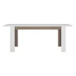 Széthúzható étkezőasztal, fehér extra magasfényű HG/sonoma tölgy sötét trufla, 160-200x90 cm, LYNATET TYP 75