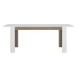 Széthúzható étkezőasztal, fehér extra magasfényű HG/sonoma tölgy sötét trufla, 160-200x90 cm, LYNATET TYP 75
