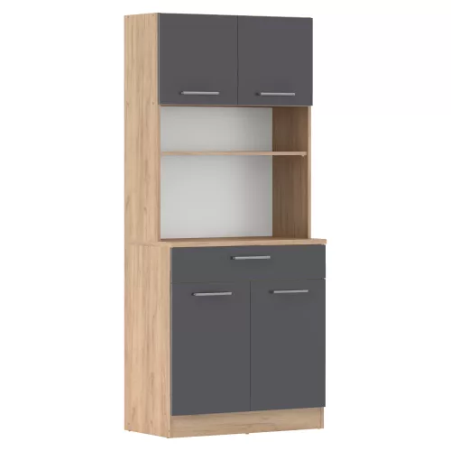 Négyajtós szekrény, artisan tölgy/grafit, DOMIS NEW