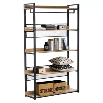 5 polcos állvány, tölgy/fekete, KILOS NEW TYP 3