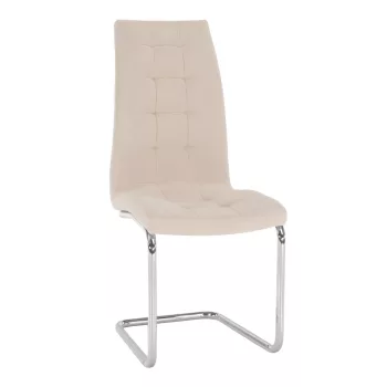 Étkezőszék, bézs Dulux Velvet szövet/króm, SALOMA NEW