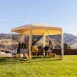 Kerti pavilon sátor, 3,9x2,5x3,9m, bézs/fekete, RINGE TYP 2+6 oldal