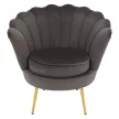 Art-deco stílusú fotel, szürkésbarna Velvet szövet/gold arany króm, NOBLEO