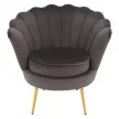 Art-deco stílusú fotel, szürkésbarna Velvet szövet/gold arany króm, NOBLEO