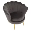 Art-deco stílusú fotel, szürkésbarna Velvet szövet/gold arany króm, NOBLEO