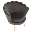 Art-deco stílusú fotel, szürkésbarna Velvet szövet/gold arany króm, NOBLEO