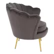 Art-deco stílusú fotel, szürkésbarna Velvet szövet/gold arany króm, NOBLEO
