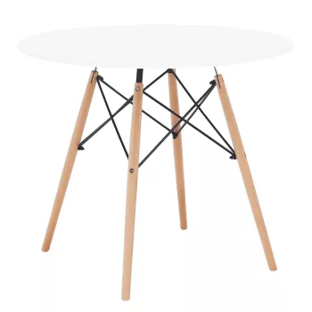   Étkezőasztal,  fehér/bükk, átmérő 90 cm, GAMIN 2 NEW 90
