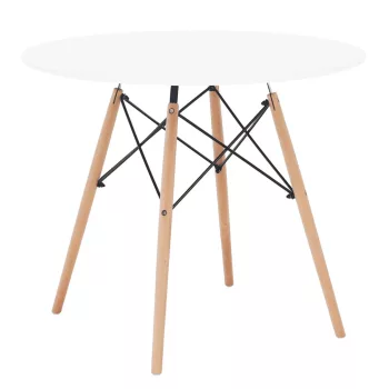   Étkezőasztal,  fehér/bükk, átmérő 90 cm, GAMIN 2 NEW 90