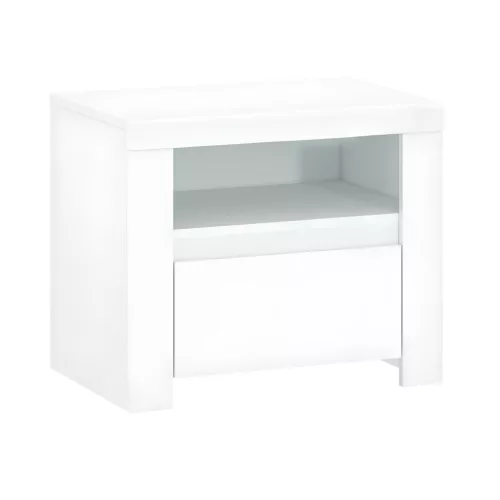 Éjjeliszekrény 1S, fehér fényes, LINDY