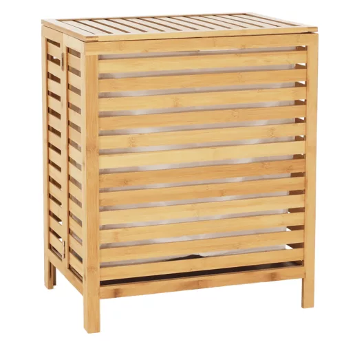 Szennyeskosár, natúr bambusz/fehér, MENORK