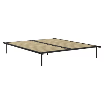 Önálló ágyrács, 160x200, fekete, fém/nyírfa, KENTAK