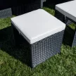 Kerti rattan szett, akácfa, fekete/krémszínű/természetes, MELFORD