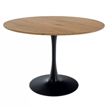   Étkezőasztal, kerek, tölgy/fekete, átmérő 110 cm, REVENTON NEW