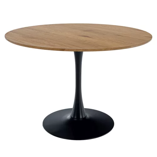 Étkezőasztal, kerek, tölgy/fekete, átmérő 110 cm, REVENTON NEW