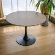 Étkezőasztal, kerek, tölgy/fekete, átmérő 110 cm, REVENTON NEW