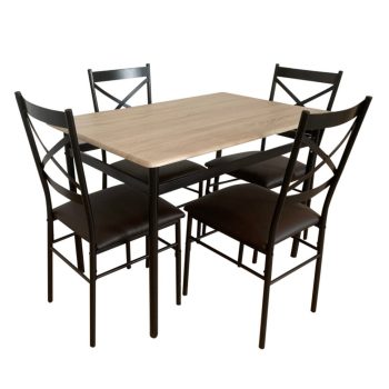 Étkezőgarnitúra 1+4, sonoma tölgy/fekete/barna, NAREN