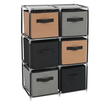 Komód szövet fiókokkal, fekete/barna/szürke, CMILO TYP 2