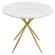 Étkezőasztal, fehér márvány/gold arany króm, átmérő 90 cm, MEKNER