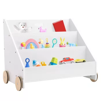 Gyerek könyvespolc kerekekkel, fehér, BERUS