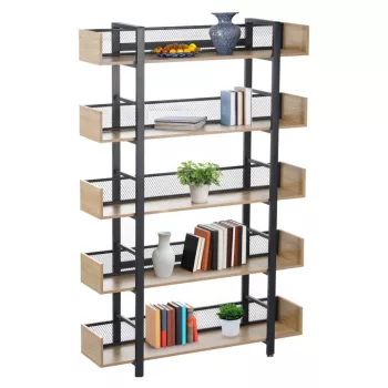 5 polcos polcállvány, tölgy/fekete, KILIS NEW TYP 2