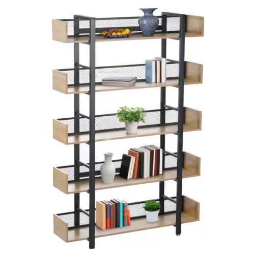 5 polcos polcállvány, tölgy/fekete, KILIS NEW TYP 2