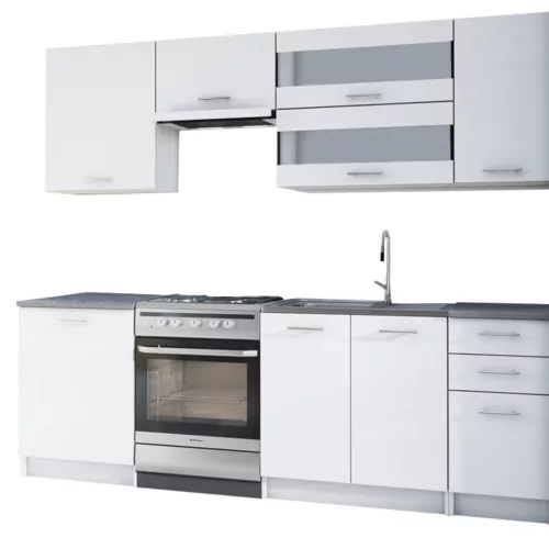 Konyhabútor 2,4 m, fehér, FABIANA