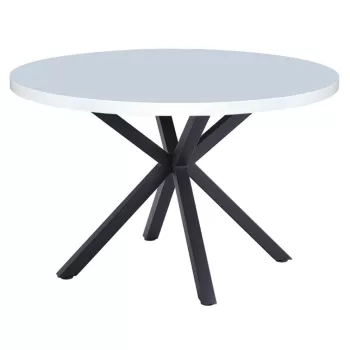 Étkezőasztal, fehér matt/fekete, átmérő 120 cm, MEDOR