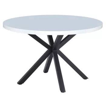 Étkezőasztal, fehér matt/fekete, átmérő 120 cm, MEDOR
