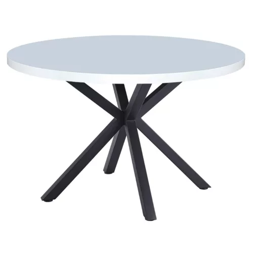 Étkezőasztal, fehér matt/fekete, átmérő 120 cm, MEDOR