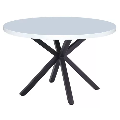 Étkezőasztal, fehér matt/fekete, átmérő 120 cm, MEDOR